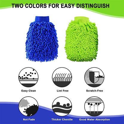 Car Wash Mitt 2 Pack, Microfiber Wash Mitt Car Cleaning Tools, Washing Gloves Car Wash Mit for Washing, Home Cleaning
